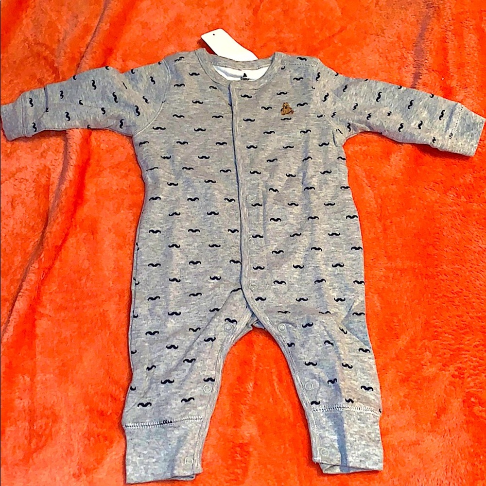 Infant Boy One Piece Long Sleeved Mustache Outfit